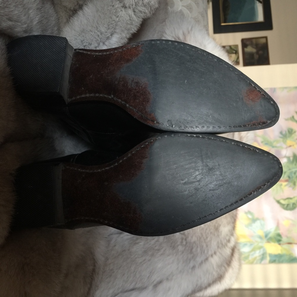 Black Genuine Leather Cowgirl Boots - Picture 3 of 4